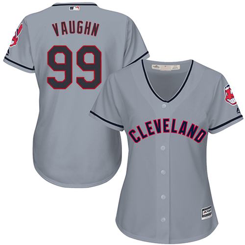 Indians #99 Ricky Vaughn Grey Women's Road Stitched MLB Jersey - Click Image to Close